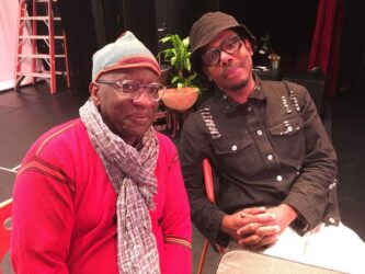 Hollis King and Carl Hancock Rux at The Billie Holiday Theater at a rehearsal for A Walk Into Slavery